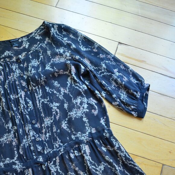 CLUB MONACO Sheer Silk Tunic Dress with Drawstring Waist Size 2 - Picture 3 of 12